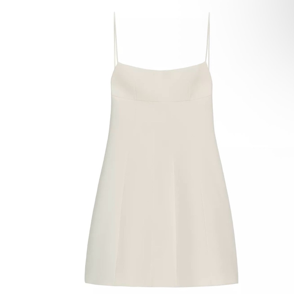 Zara Cream Midi Slip Dress with Thin Straps